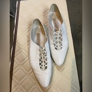 Vintage Via Spiga White Leather Flats Italy 9.5